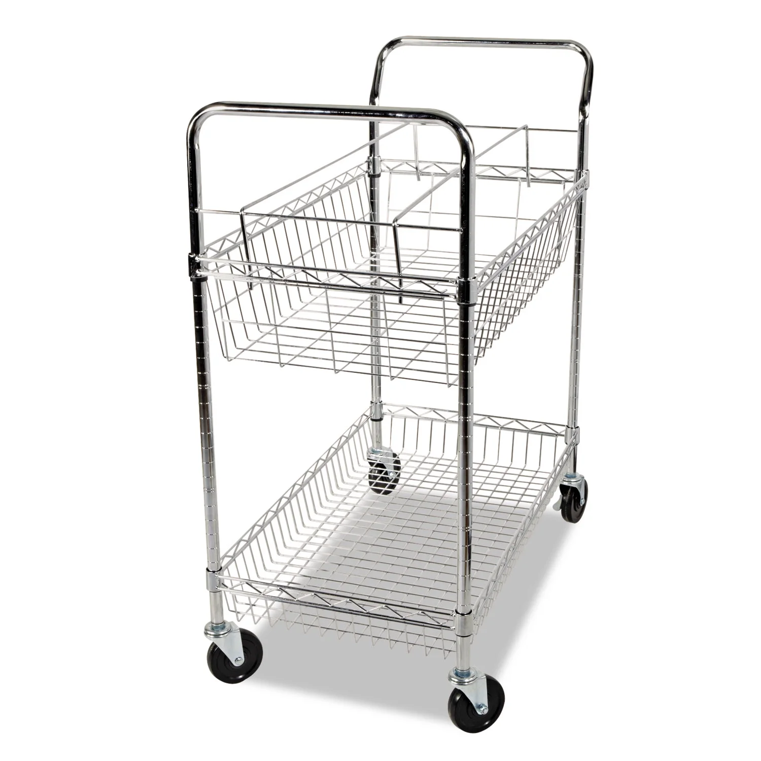 Alera ALEMC3518SR Carry-All 34.88 in. x 18 in. x 39.5 in. Basket/Shelf Mail Cart - Silver - image 2