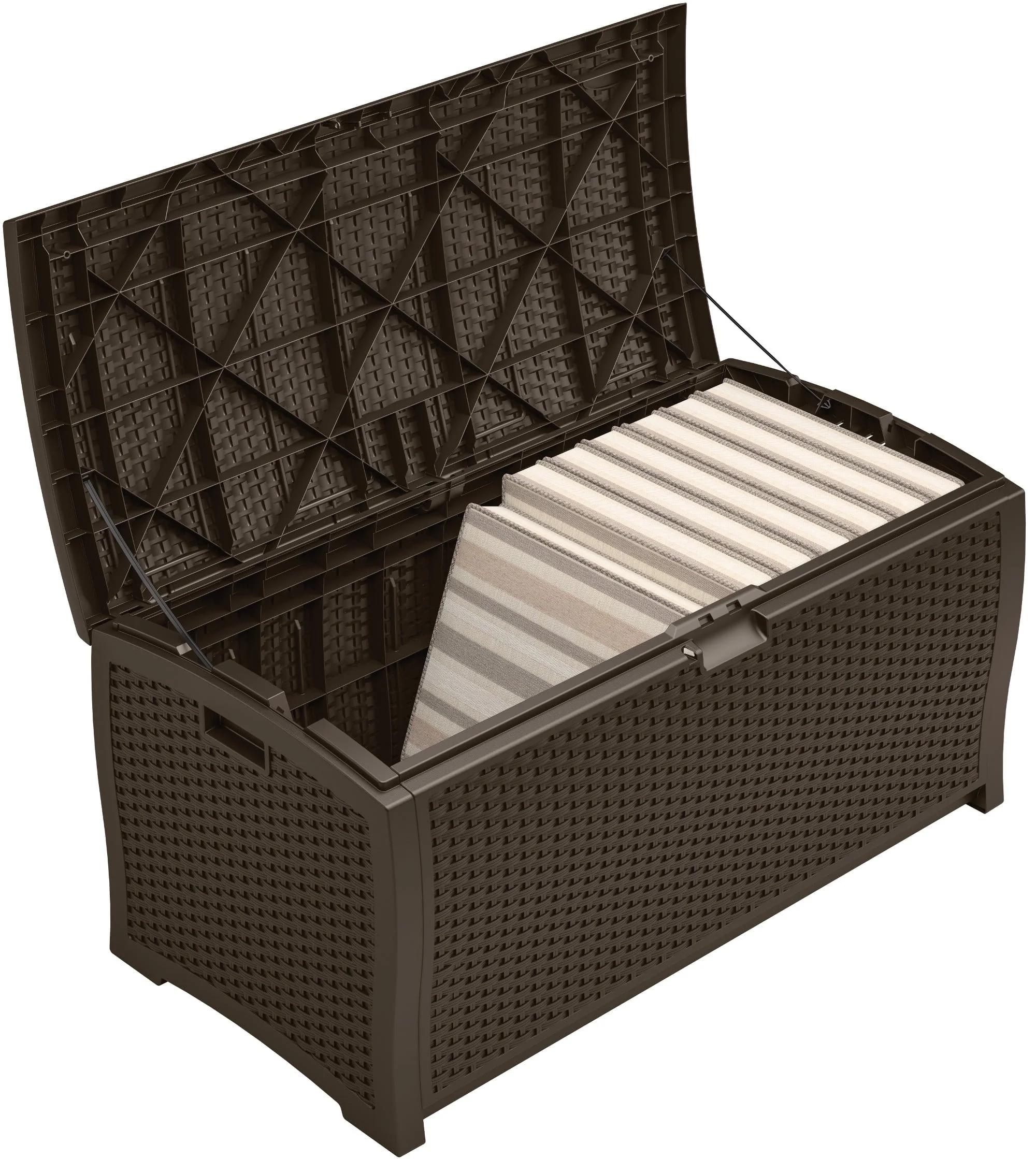 Suncast Resin 99-Gallon Deck Box - Mocha Brown - DBW9200- 52 in D x 27.5 in H x 27.6 in W - image 7