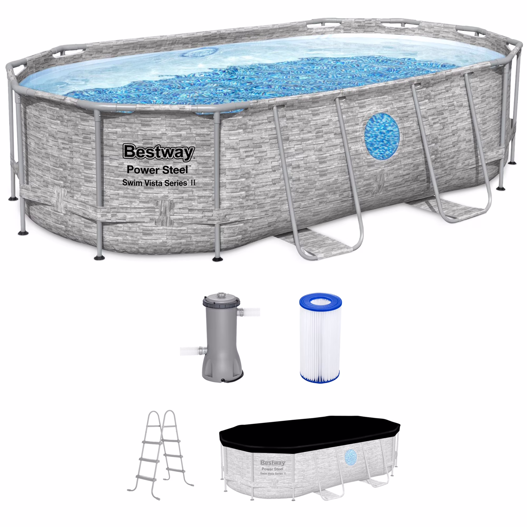 Bestway Power Steel Swim Vista 14' x 8'2" x 39.5" Above Ground Pool Set - image 1