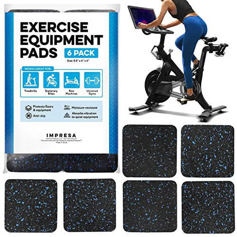 Impresa 6-Pack Rubber Exercise Equipment Mat 4" x 4" x 0.5" Pads - image 1