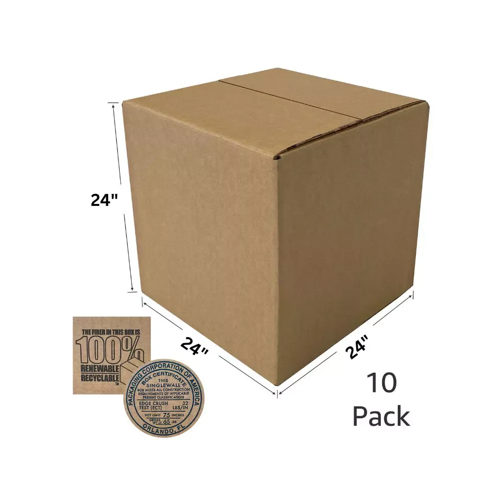 UOFFICE Foldable Single Wall Standard Shipping Boxes, 24" x 24" x 24", 10 Count, 1 Pack - image 2