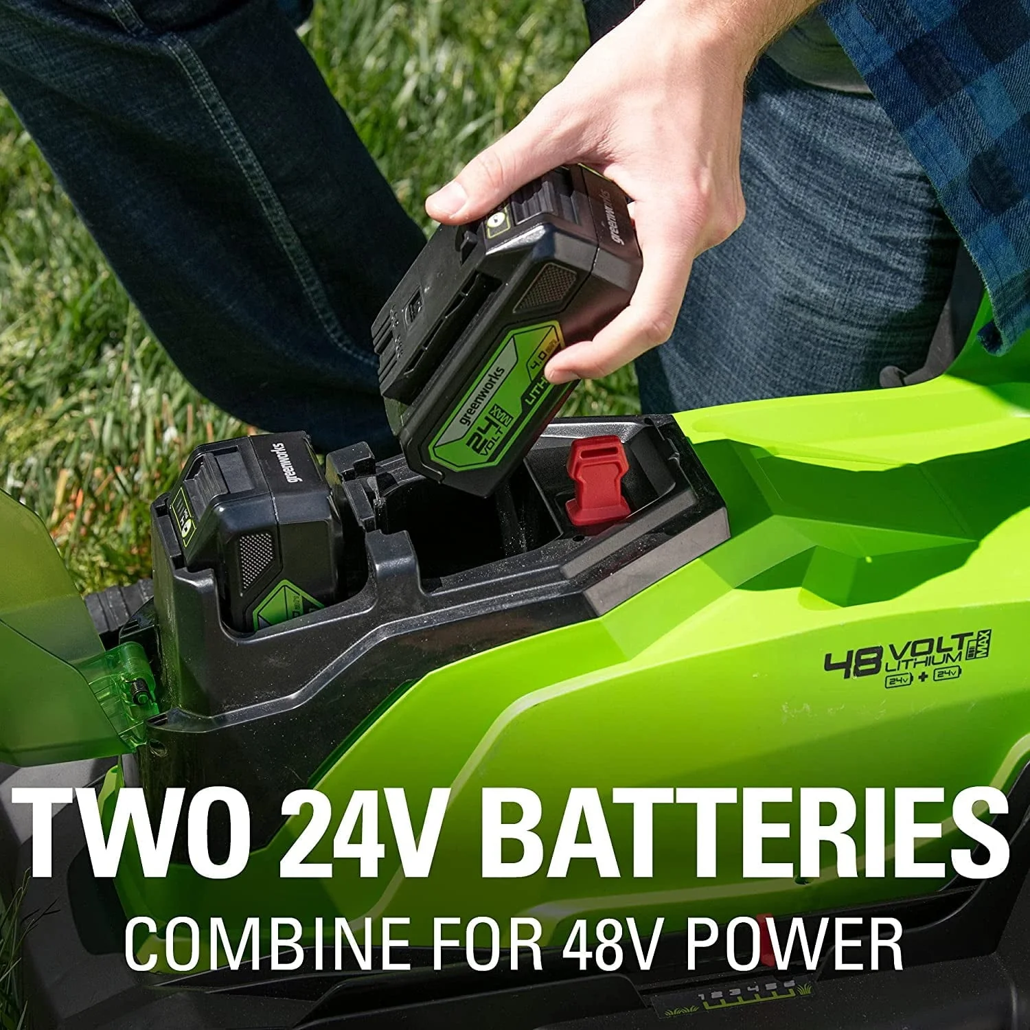 Greenworks 48V (2 x 24V) 17" Lawn Mower, With 2 x 24V 4Ah Batteries and Dual Port Charger - image 5