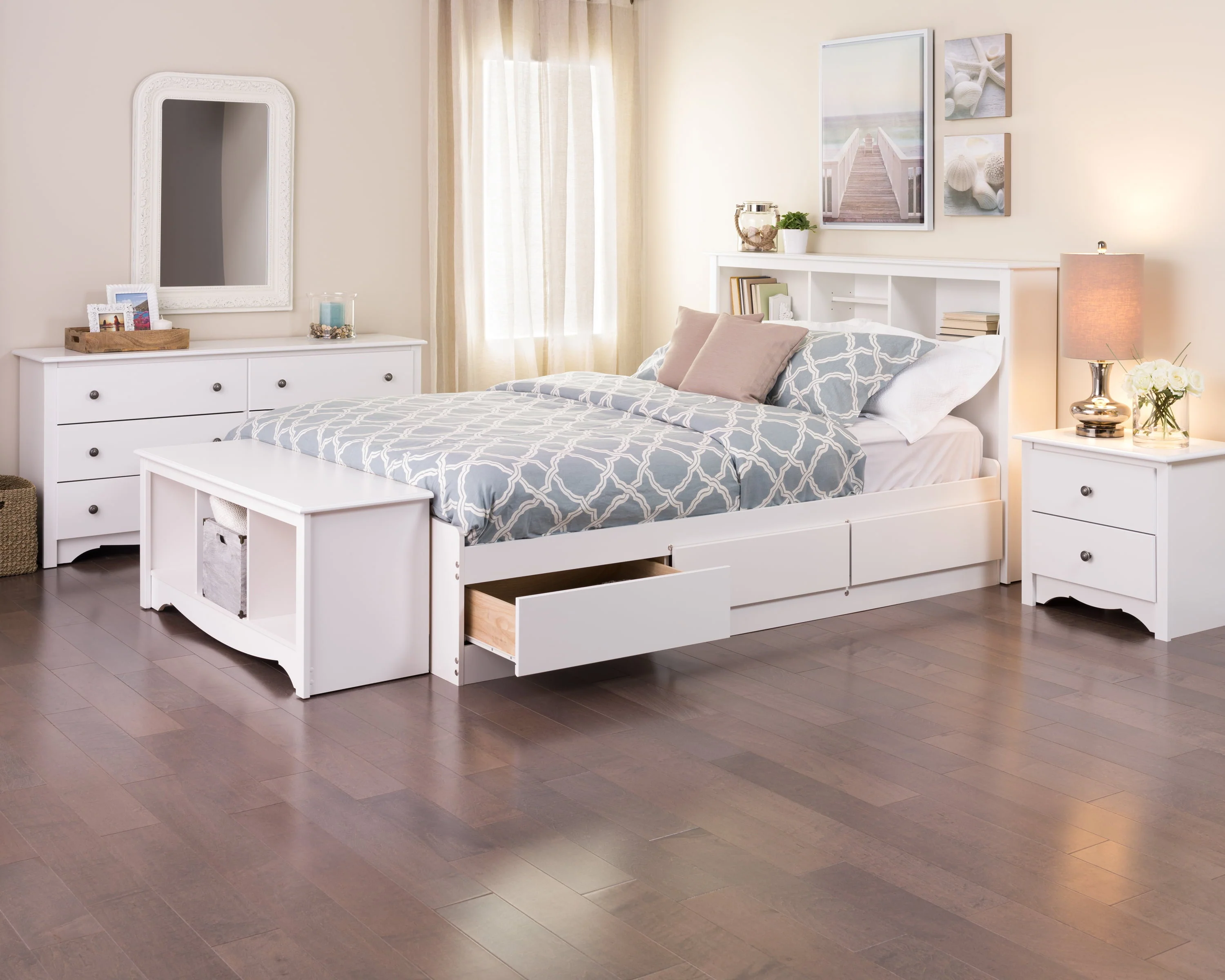 Prepac Monterey 6 Drawer Wooden Double Dresser, 16" x 59" x 29", White - image 8