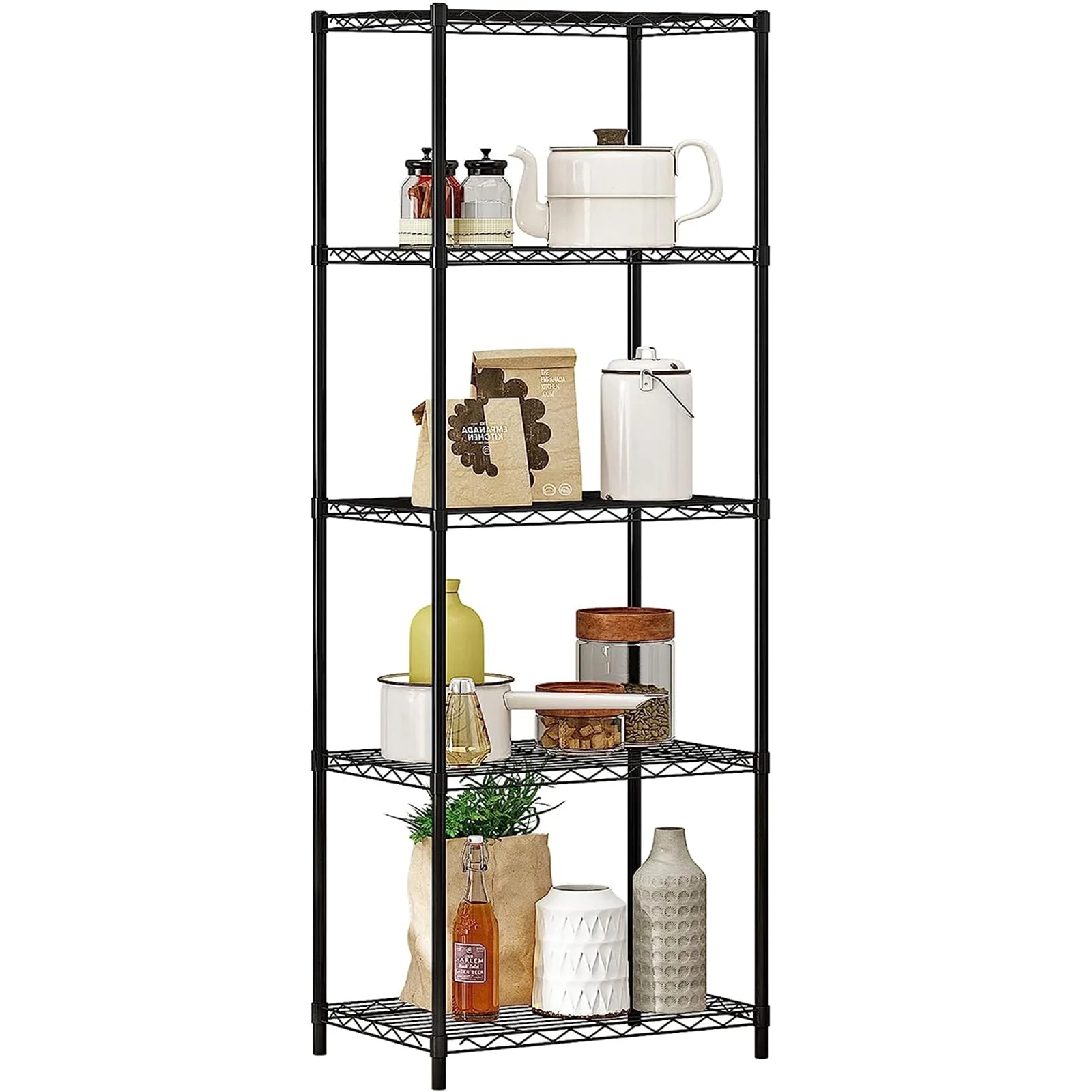 Vebreda 5-Tier Wire Shelving Unit, 21.7"L x 11.8"W x 59.1"H, Black - image 1